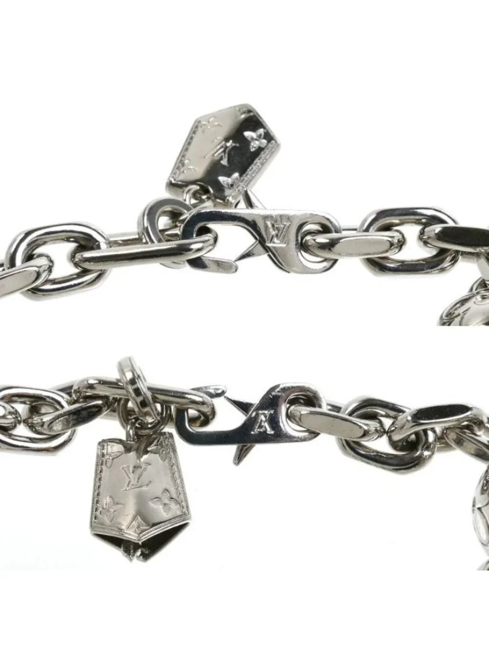 Louis Vuitton Metal LV Monogram Lovers Chain Bracelet 22.5